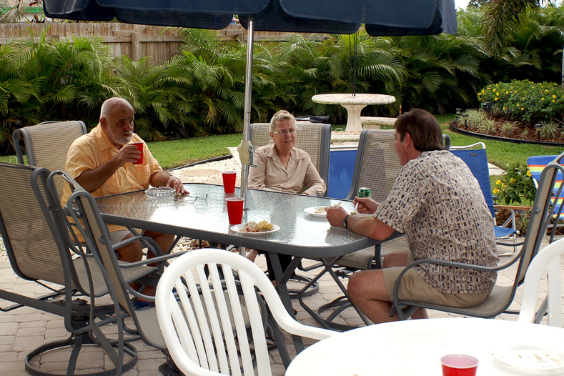 Jack, Nancy and Arnie in the smoking section.