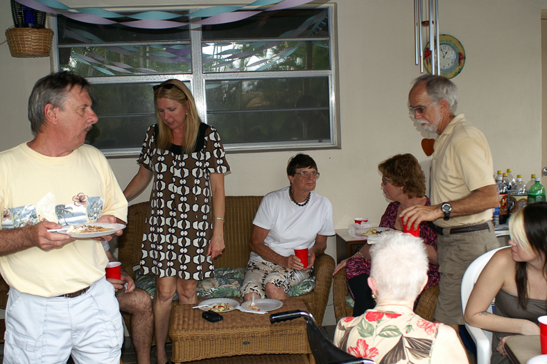 Activity on the porch with Mike, Phil, Doreen (Phil's Mom), Rebecca,Jenny, and Grandma Fradley.