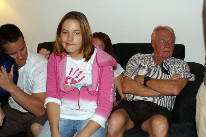 Shenan bonding with the furniture, Julie ponders world peace, while Jim gives the evil eye.