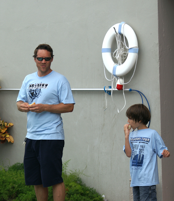 Father & son in blue.