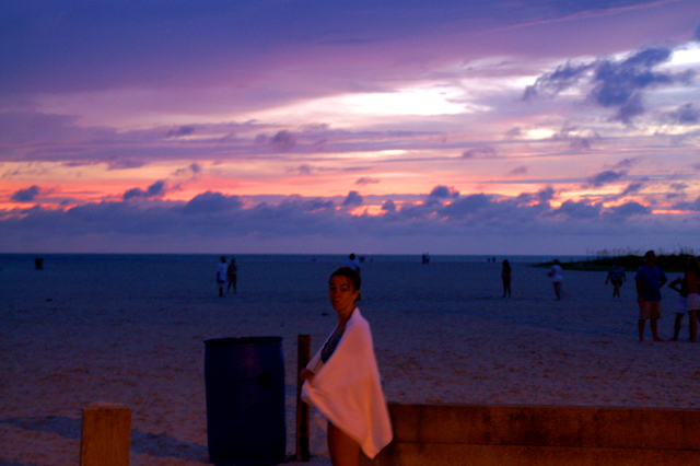 Megan squeezing the daylight out of the beach.