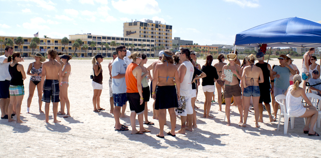 Teams gather.