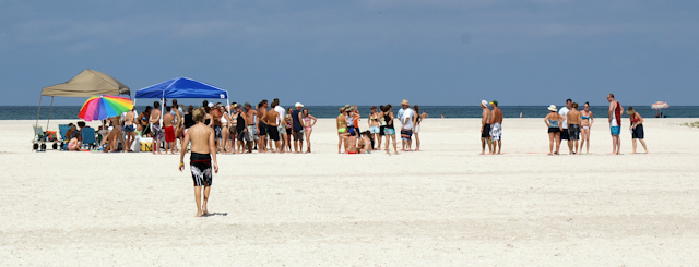 Takin' up the beach.